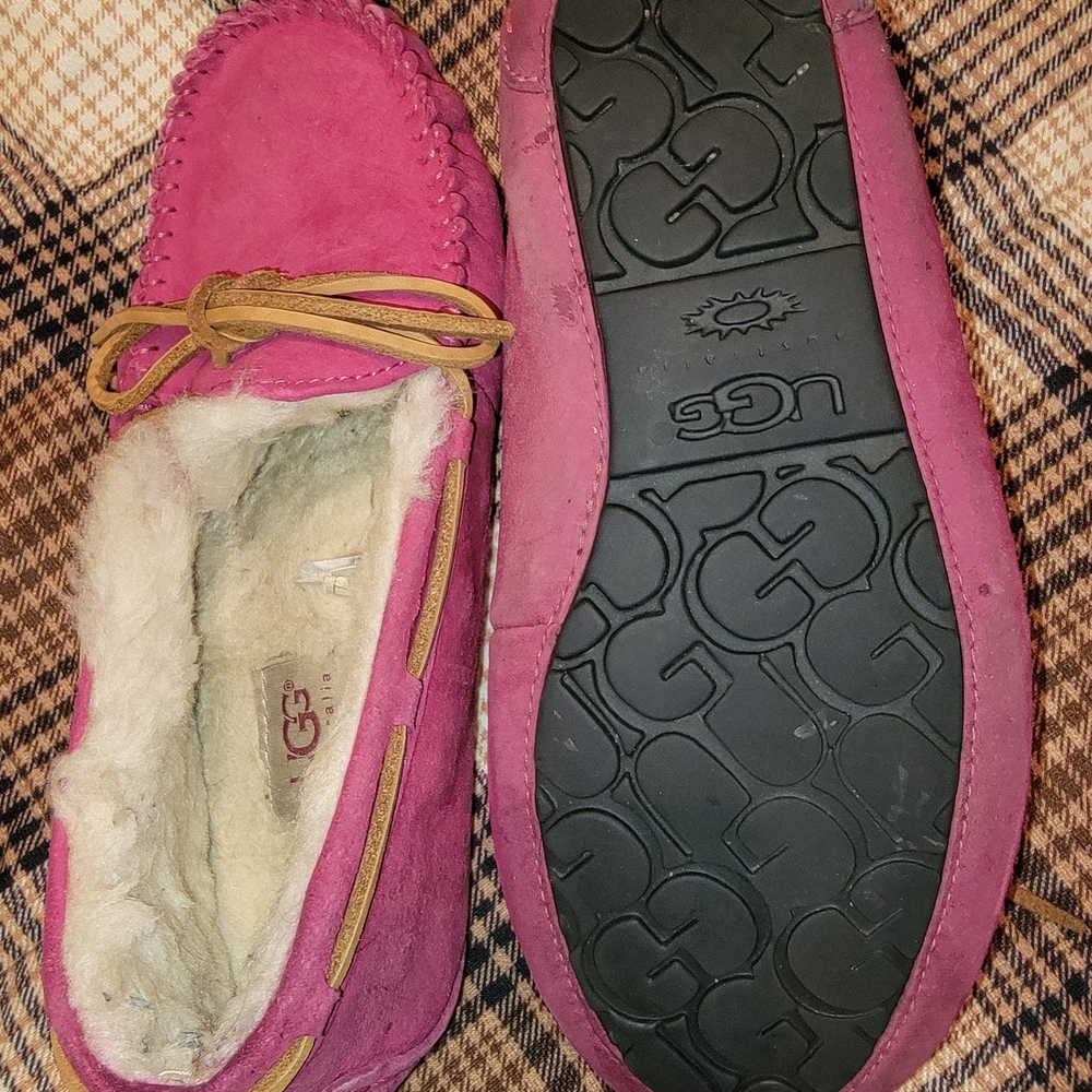 UGG Women's Fuchsia Moccasins with Tan Laces